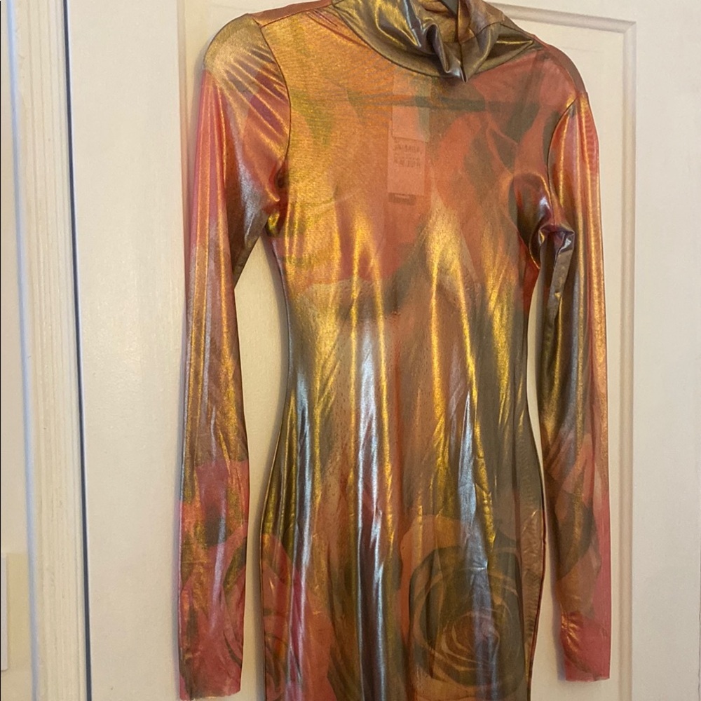 AFRM Metallic Multicolor Long Sleeve Dress
